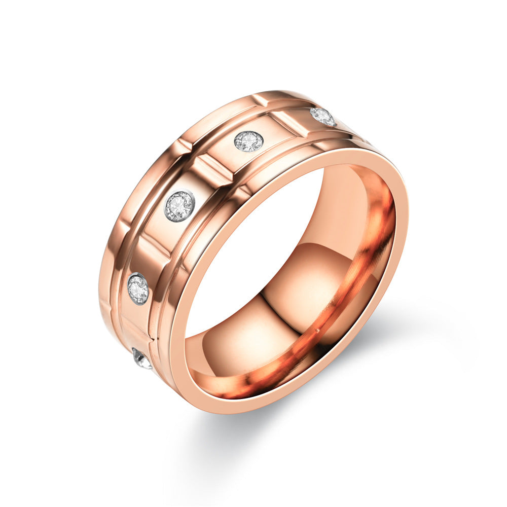 Eye-catching Diamond Plated Stainless Steel Ten Ring
