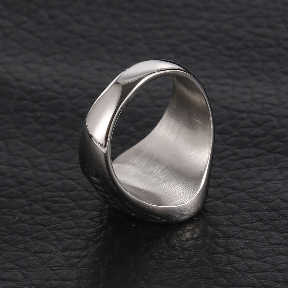 Retro Rice Character Design Unique Titanium Steel Rings