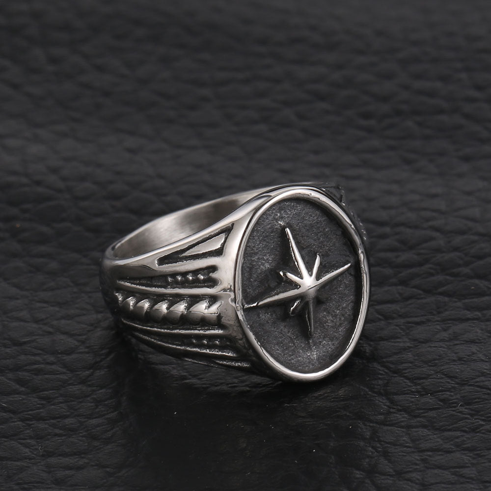 Retro Rice Character Design Unique Titanium Steel Rings