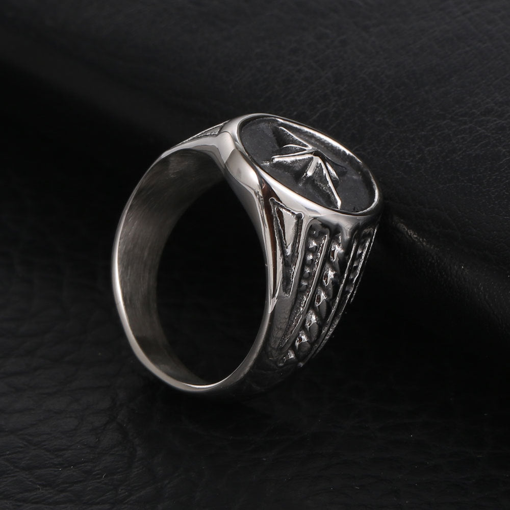 Retro Rice Character Design Unique Titanium Steel Rings