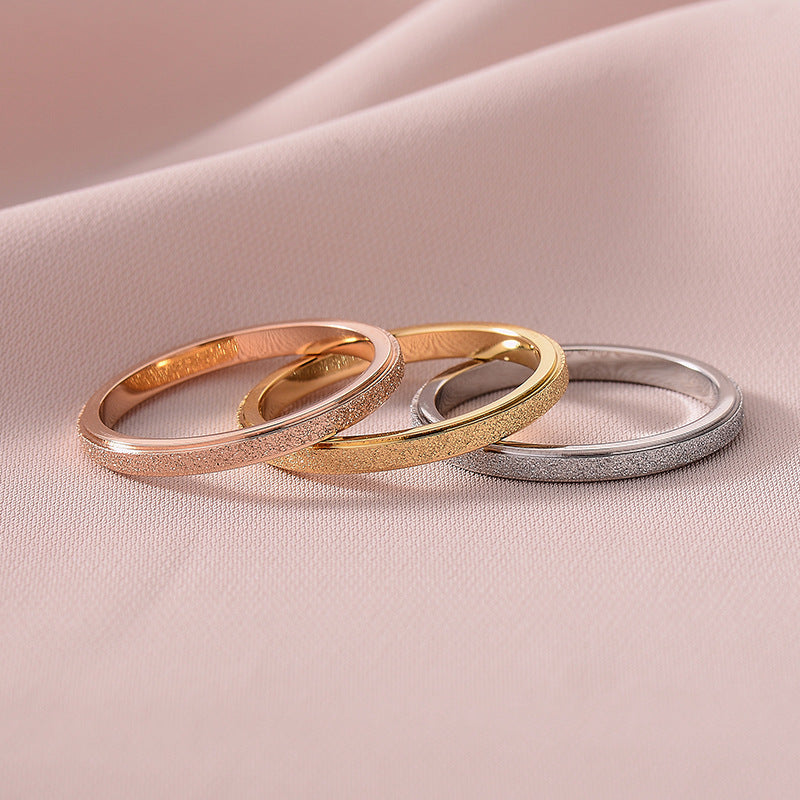 Titanium Steel Female Style Personality Glazed Surface Matte Fortune Rings