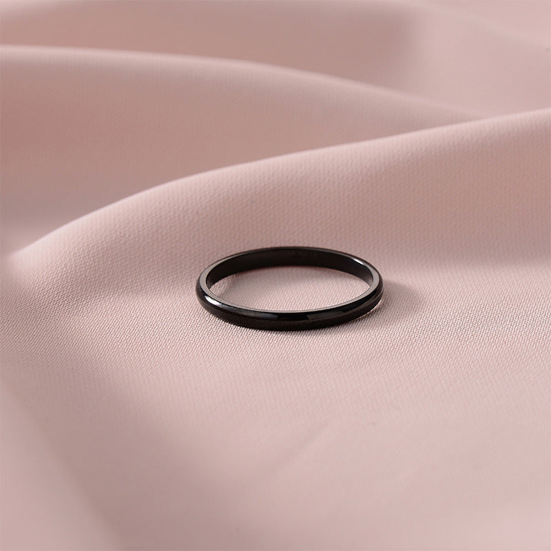 Titanium Steel Female Style Personality Glazed Surface Matte Fortune Rings