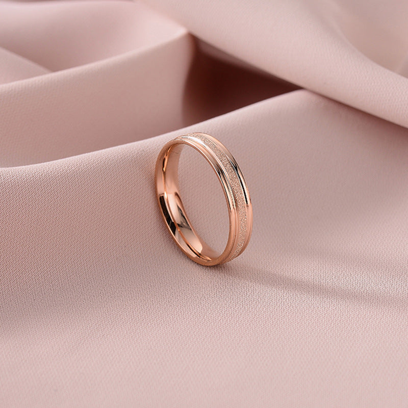 Titanium Steel Female Style Personality Glazed Surface Matte Fortune Rings
