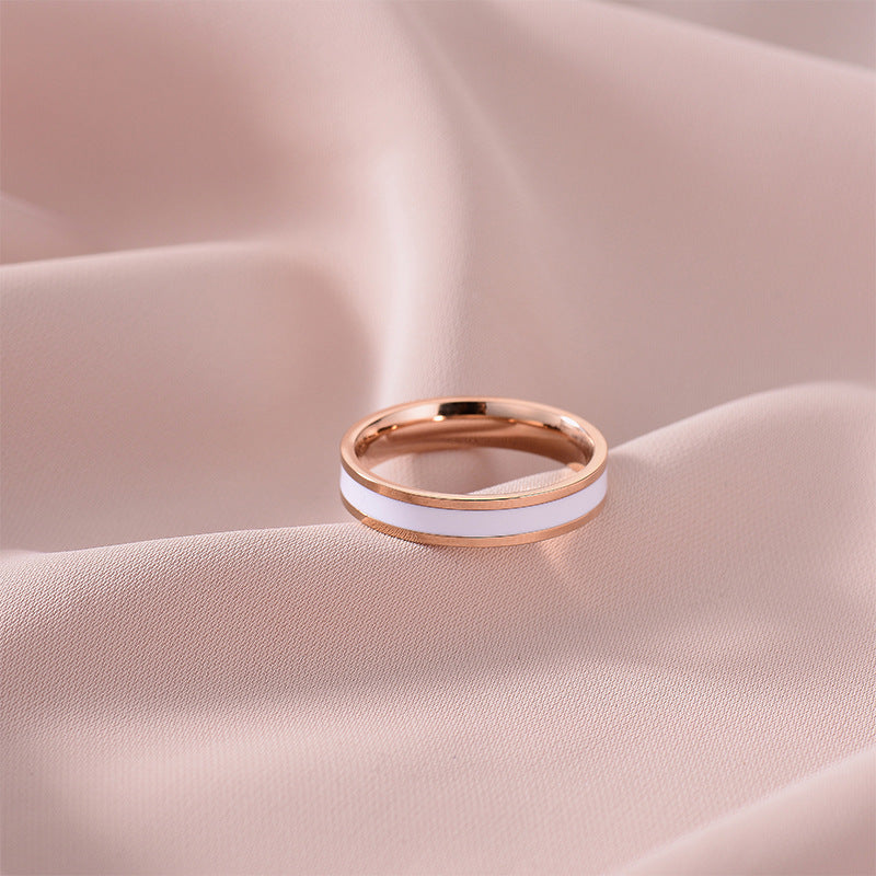 Titanium Steel Female Style Personality Glazed Surface Matte Fortune Rings