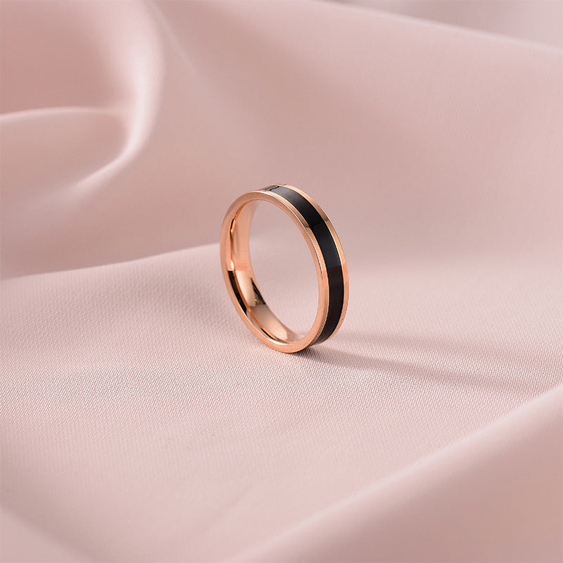 Titanium Steel Female Style Personality Glazed Surface Matte Fortune Rings