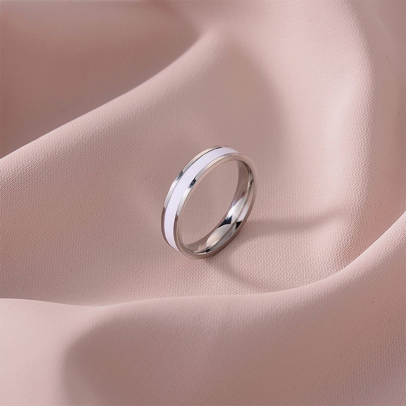 Titanium Steel Female Style Personality Glazed Surface Matte Fortune Rings