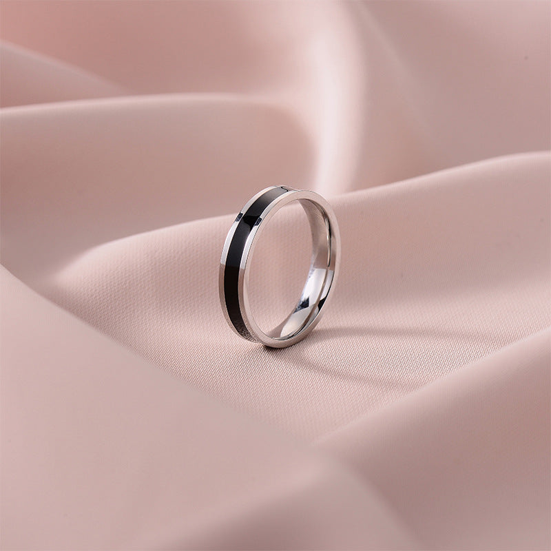 Titanium Steel Female Style Personality Glazed Surface Matte Fortune Rings