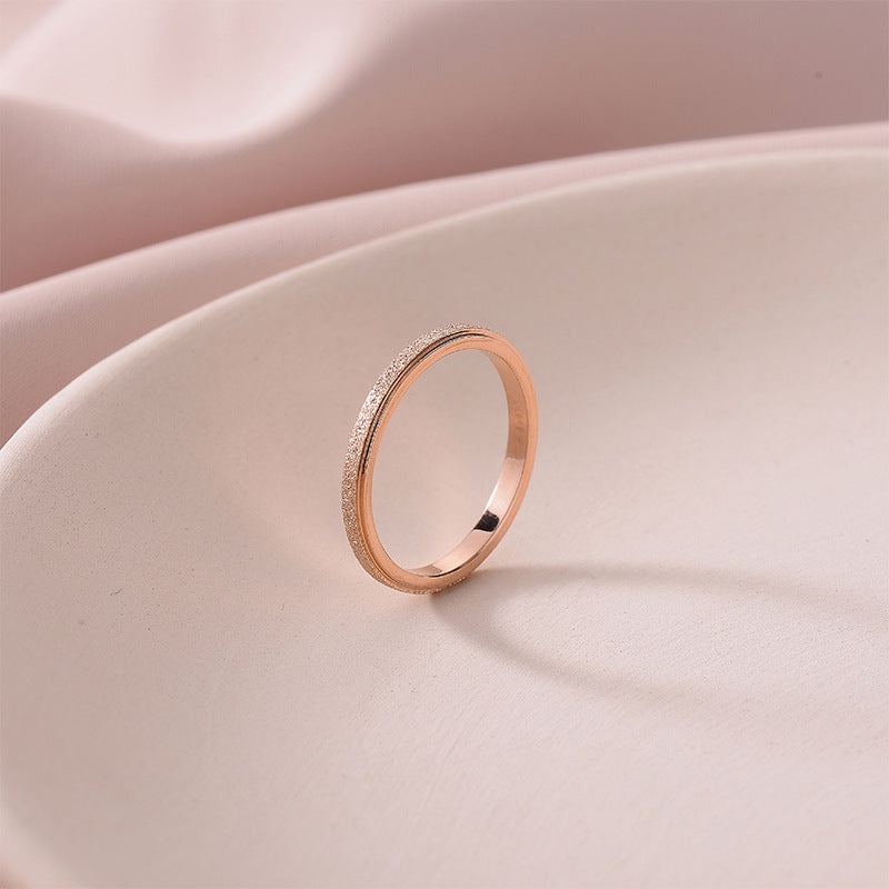 Titanium Steel Female Style Personality Glazed Surface Matte Fortune Rings