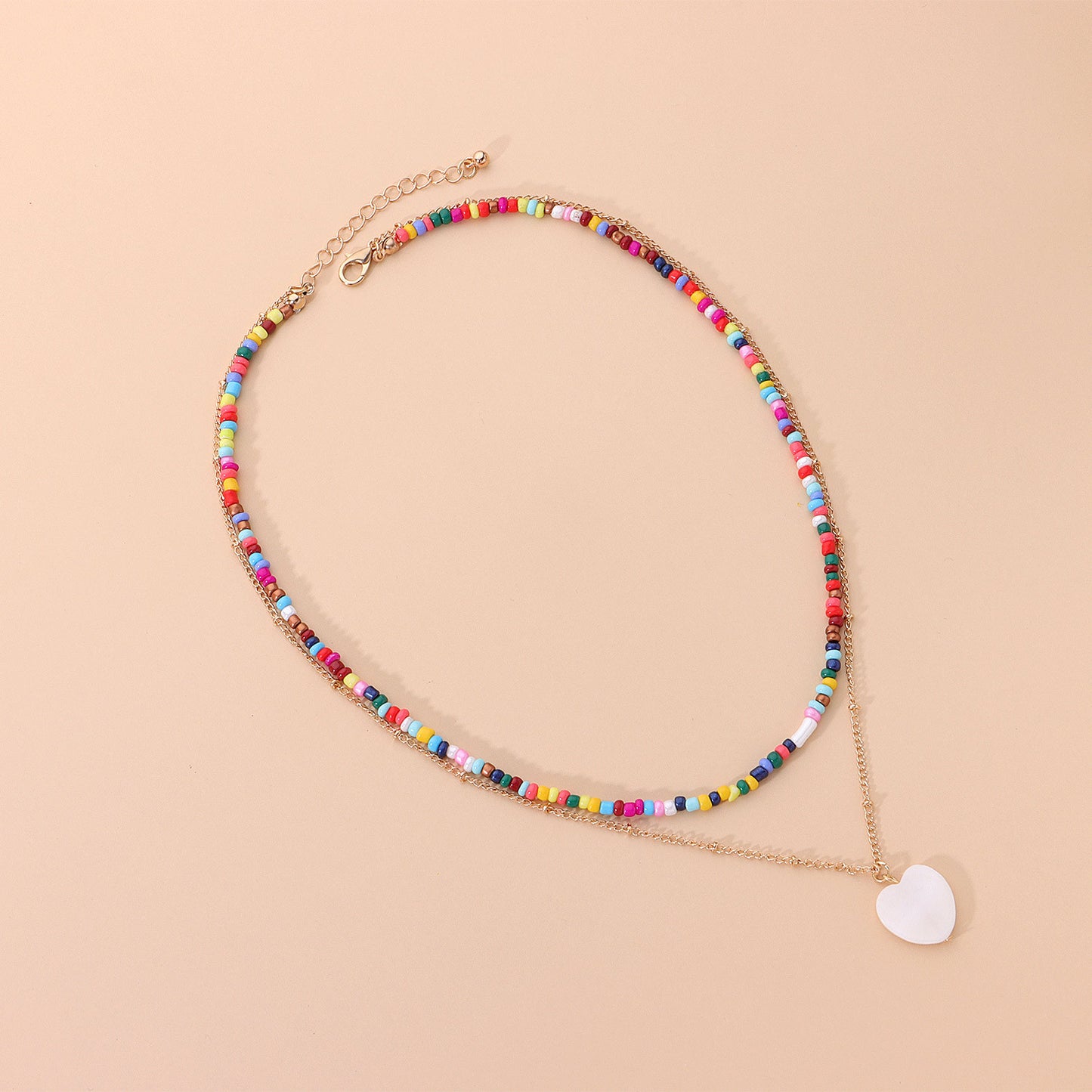 Women's Ornament Fashion Color Bead Heart Shell Necklaces
