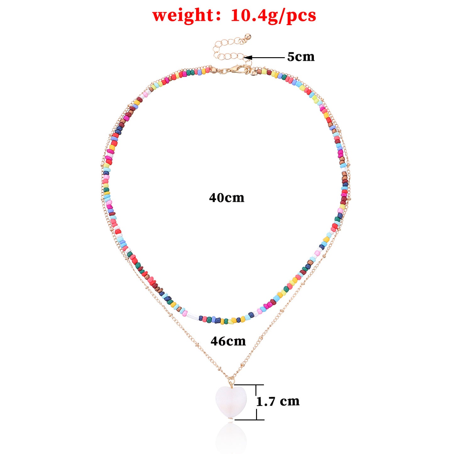 Women's Ornament Fashion Color Bead Heart Shell Necklaces