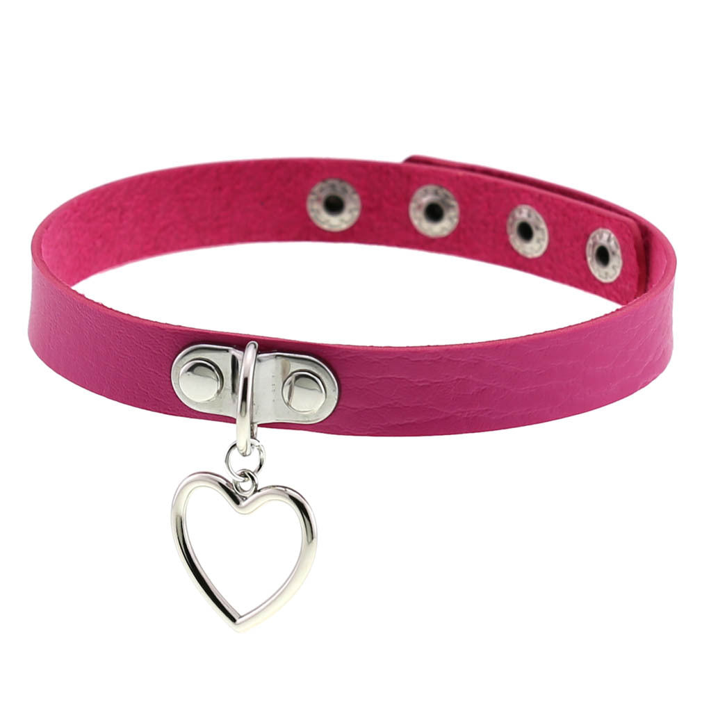 Women's Punk Goth Style Soft Leather Heart Love Choker Neck Collar