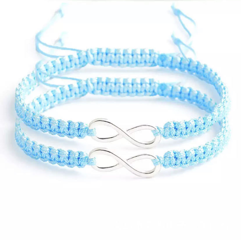 Women's & Men's Love Flat Knot Friendship Couple Black Bracelets