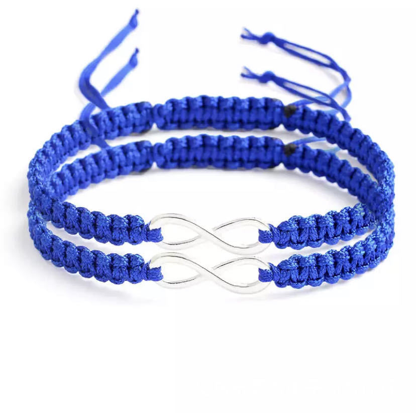 Women's & Men's Love Flat Knot Friendship Couple Black Bracelets