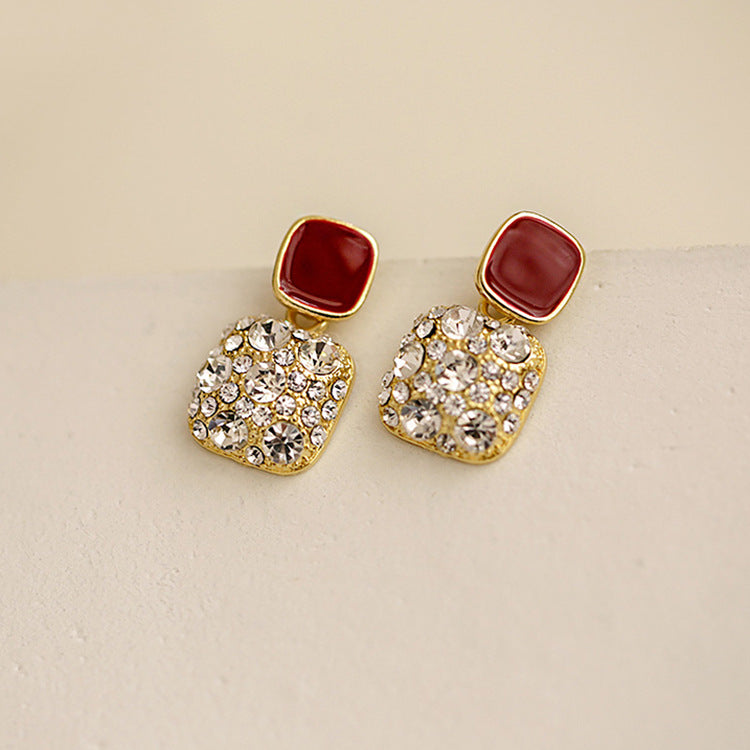 Women's Geometric Square Long Painting Oil Personalized Graceful Earrings