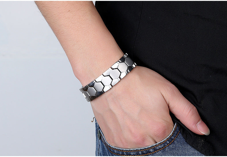 Women's & Men's Square Germanium Stone Domineering Particles Magnet Bracelets