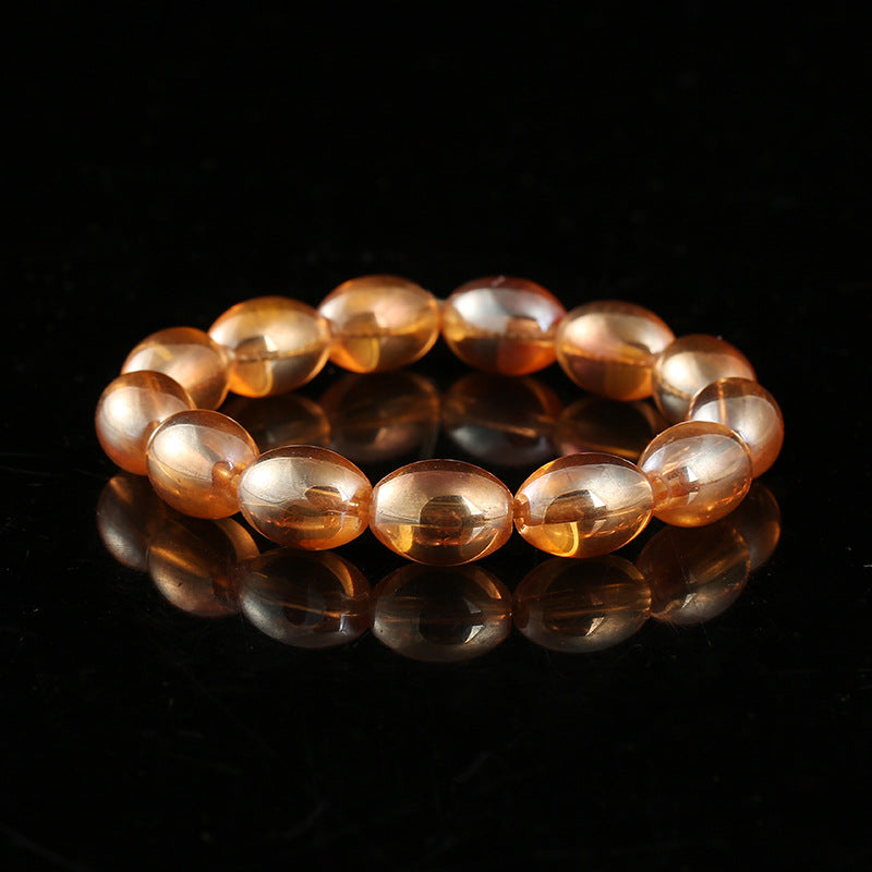 Amber Gold Color Lucky Beads Glass Bead Pork Belly High Bracelet