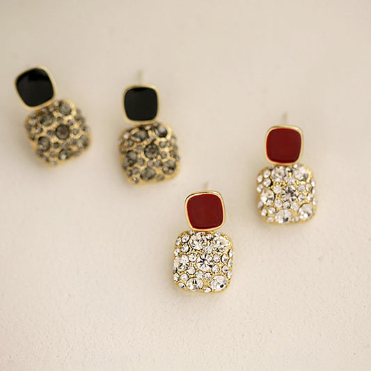 Women's Geometric Square Long Painting Oil Personalized Graceful Earrings