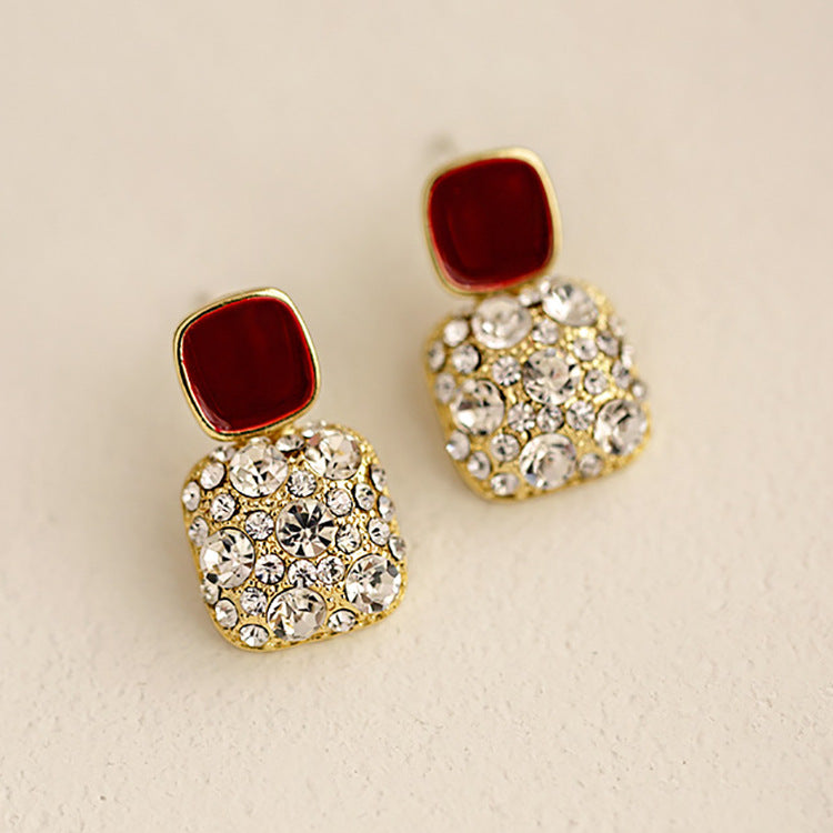 Women's Geometric Square Long Painting Oil Personalized Graceful Earrings