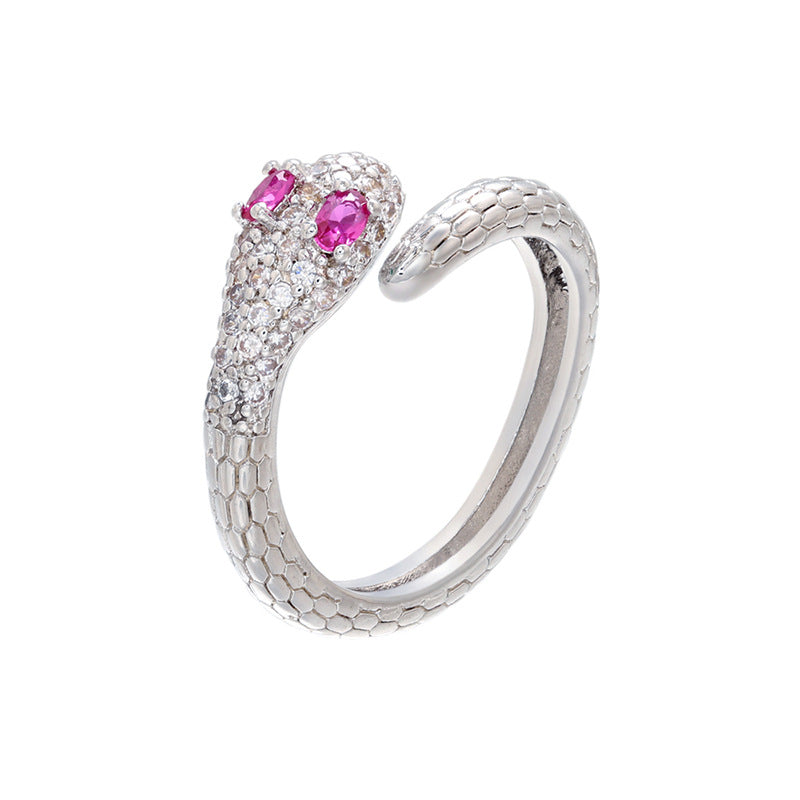 Glamorous Zircon Snake Shape Cobra Adjustable Rings