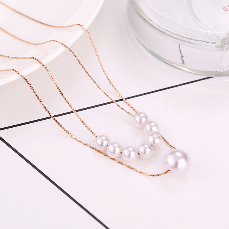 Sweet Pearl Exquisite Fashion Sexy Titanium Steel Necklaces