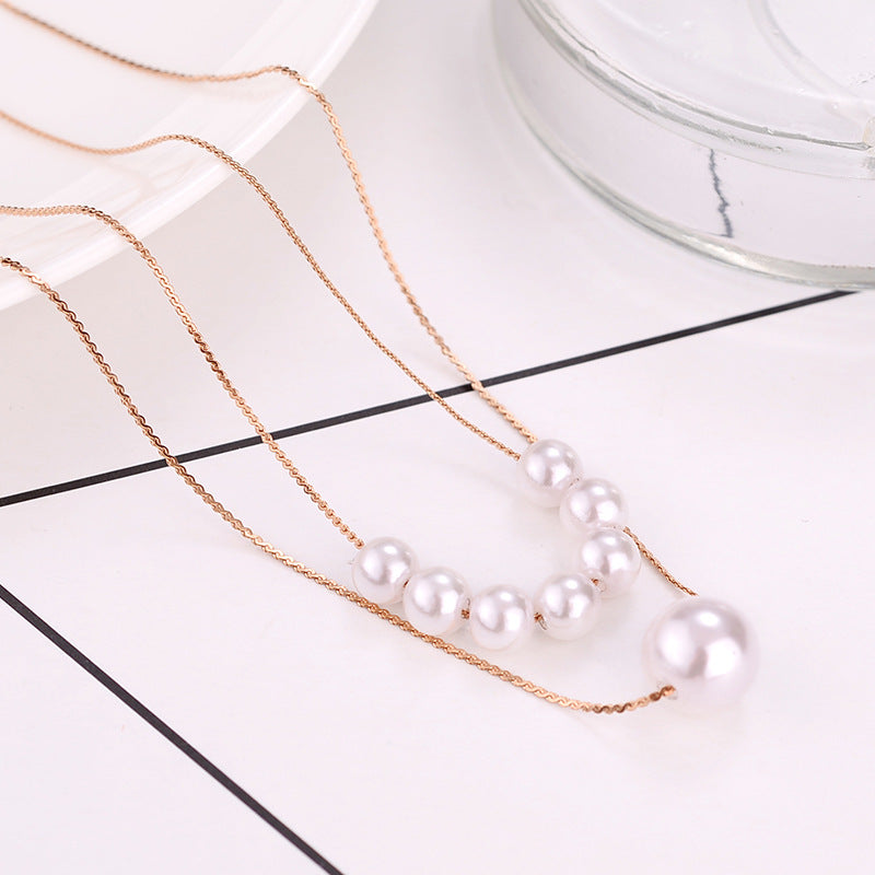 Sweet Pearl Exquisite Fashion Sexy Titanium Steel Necklaces