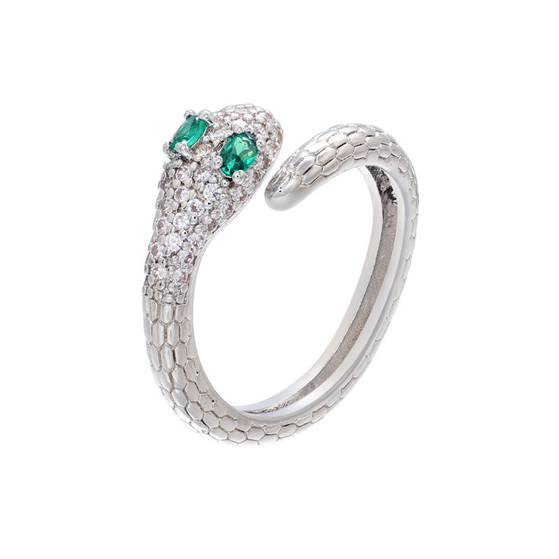 Glamorous Zircon Snake Shape Cobra Adjustable Rings