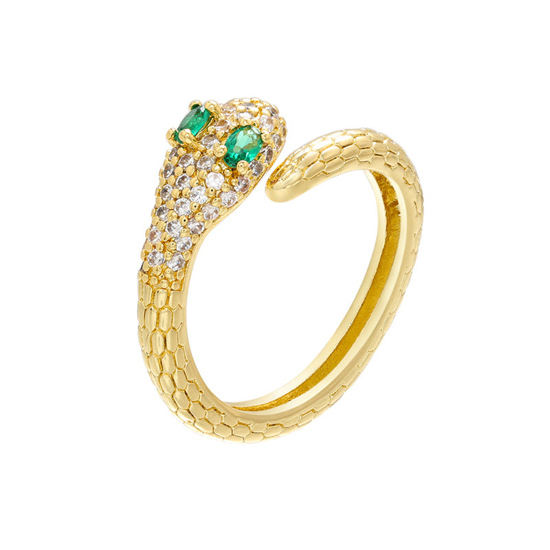 Glamorous Zircon Snake Shape Cobra Adjustable Rings