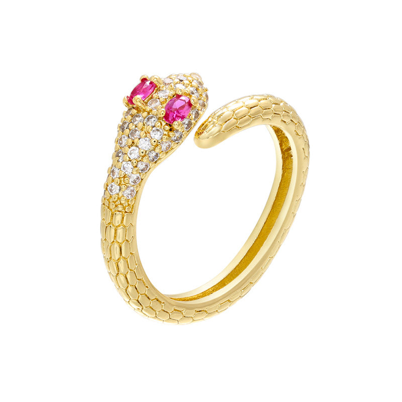 Glamorous Zircon Snake Shape Cobra Adjustable Rings