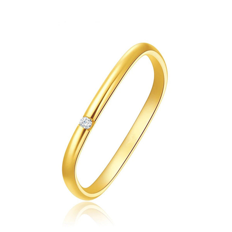Stainless Steel Ornament Gold Titanium Couple Rings