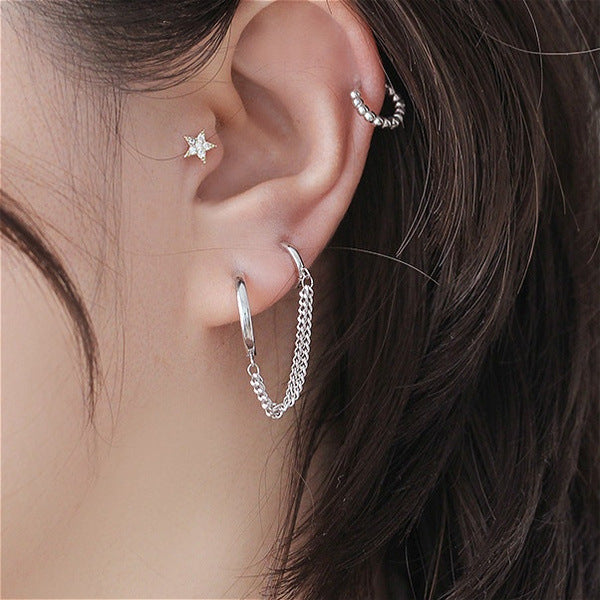 Double Ear One-piece Simple Personality Single Short Earrings