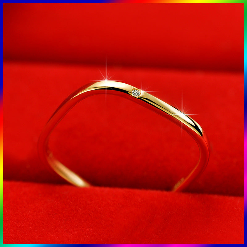 Women's Square Titanium Steel No Fading Gold Ring