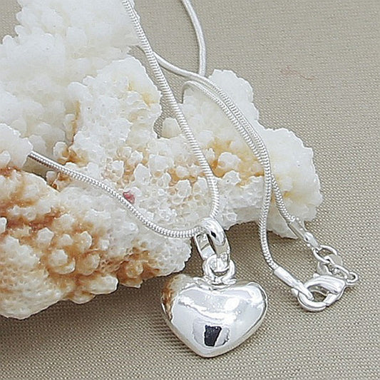 Sier-plated Small Heart Snake Bone Korean Necklaces