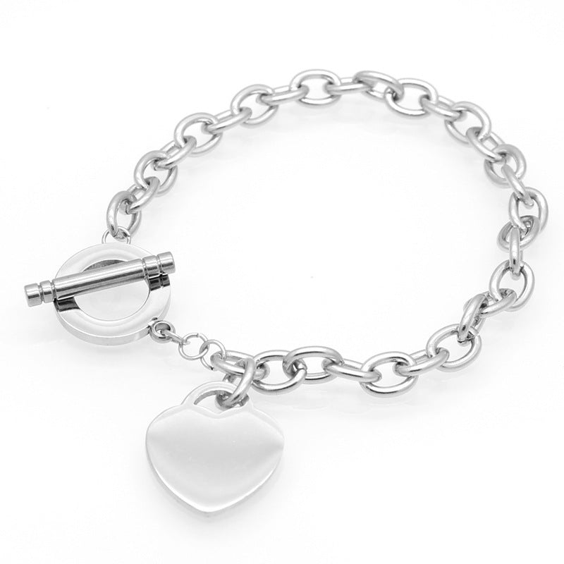 Love Stainless Steel Heart Shaped Letter Rose Bracelet