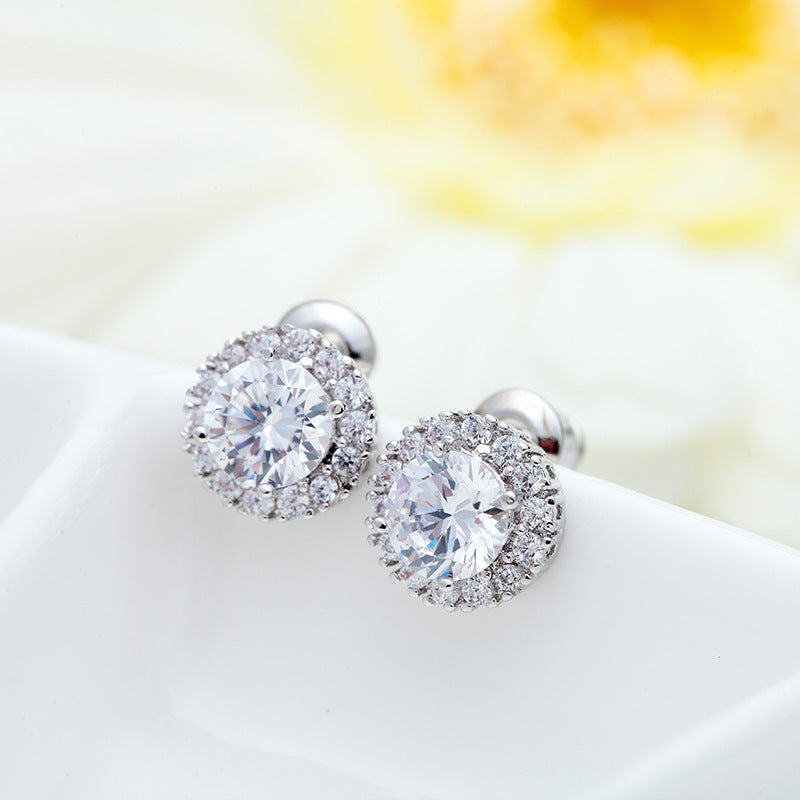 Studded With Zircon Female Flower Korean Earrings