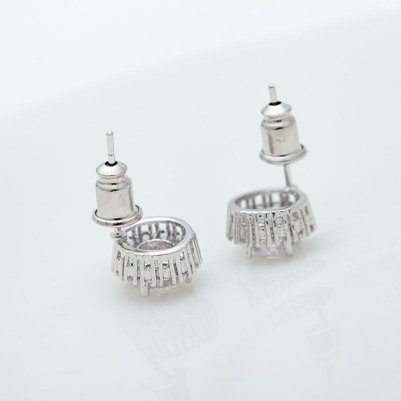 Studded With Zircon Female Flower Korean Earrings
