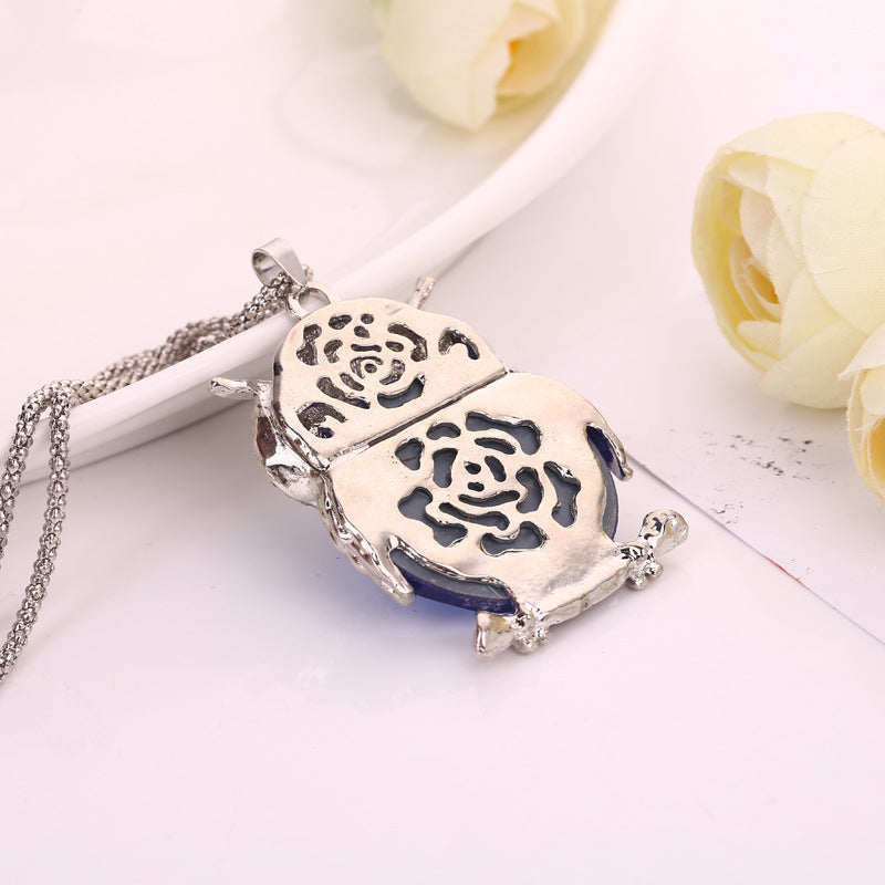 Women's Korean Crystal Owl Long Fashion Sweater Necklaces