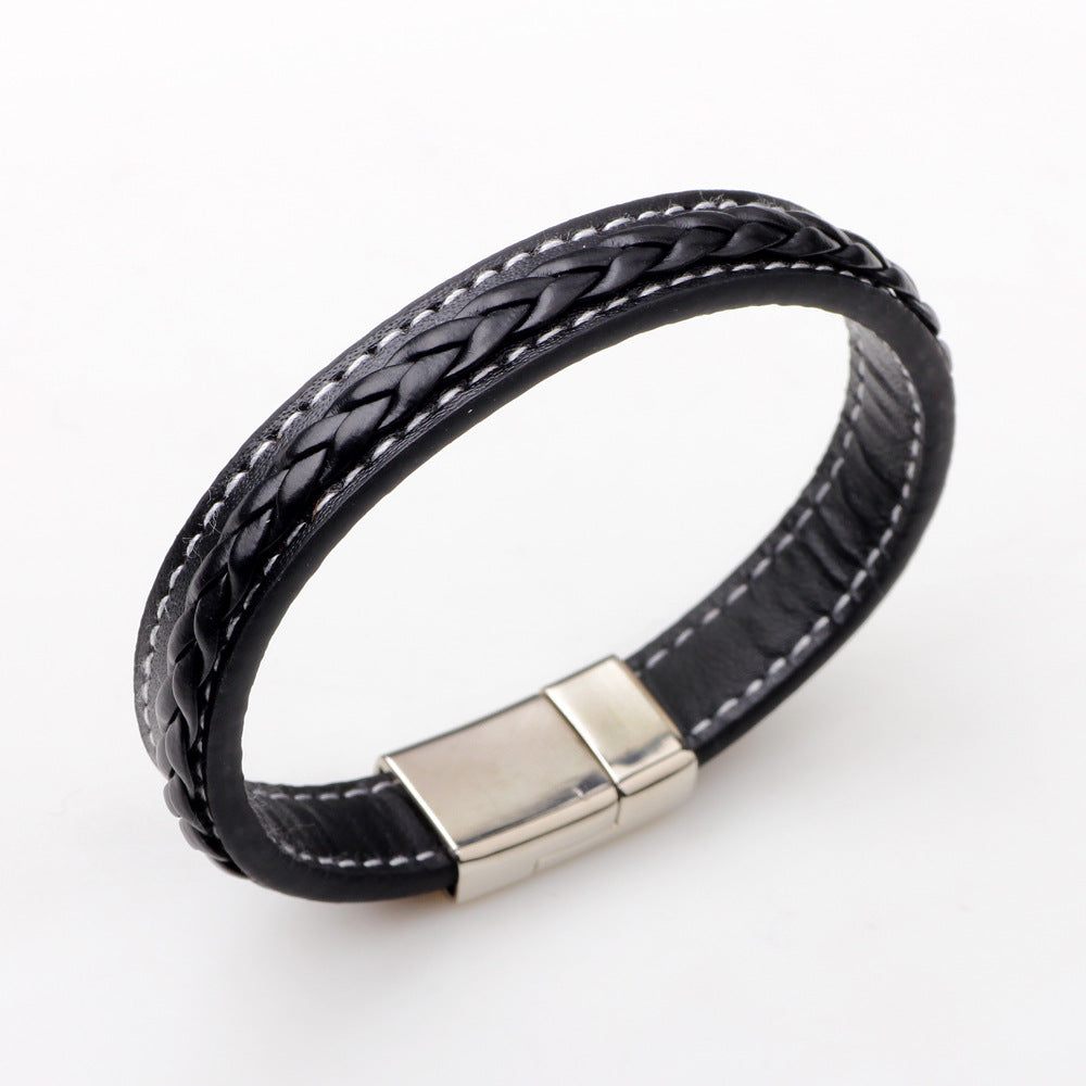 Men's Simple Leather Braided Fashion Classic Punk Trendy Bracelets