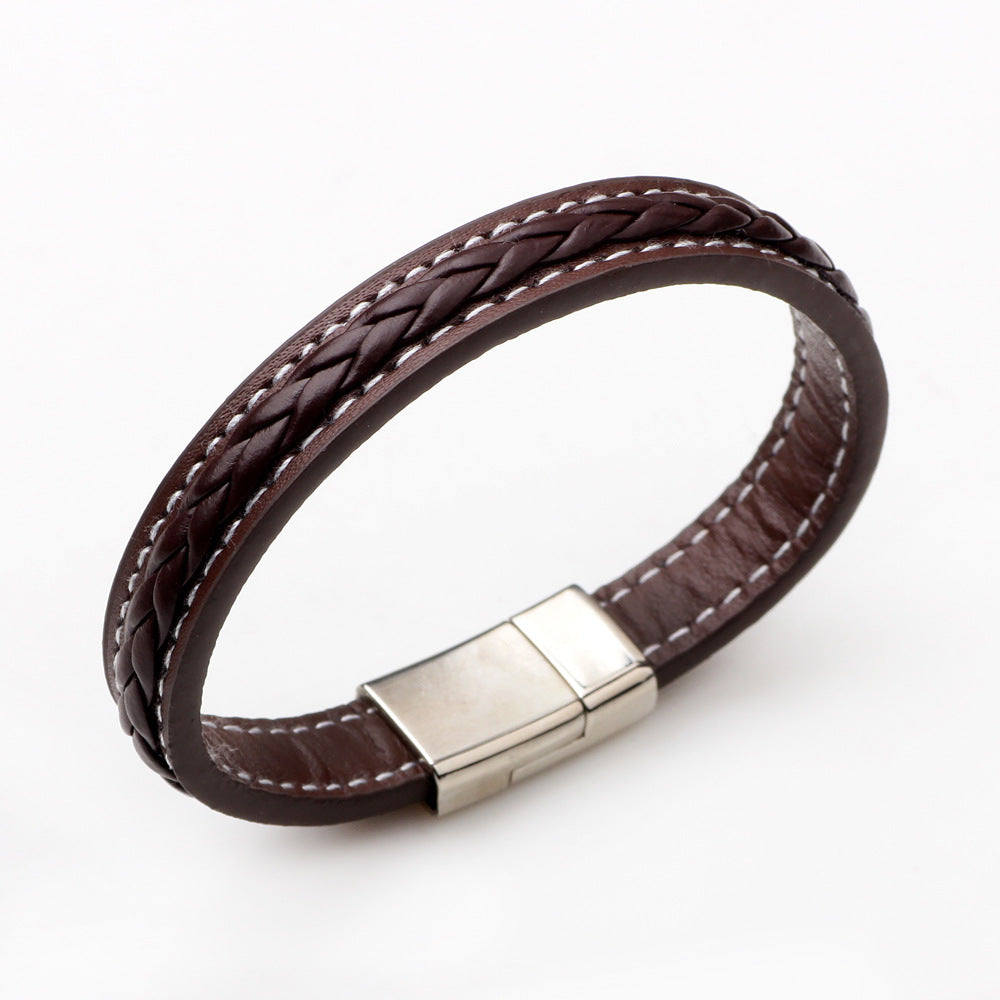 Men's Simple Leather Braided Fashion Classic Punk Trendy Bracelets