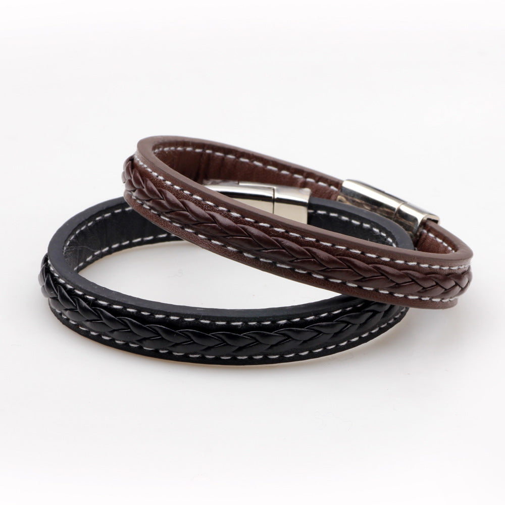Men's Simple Leather Braided Fashion Classic Punk Trendy Bracelets