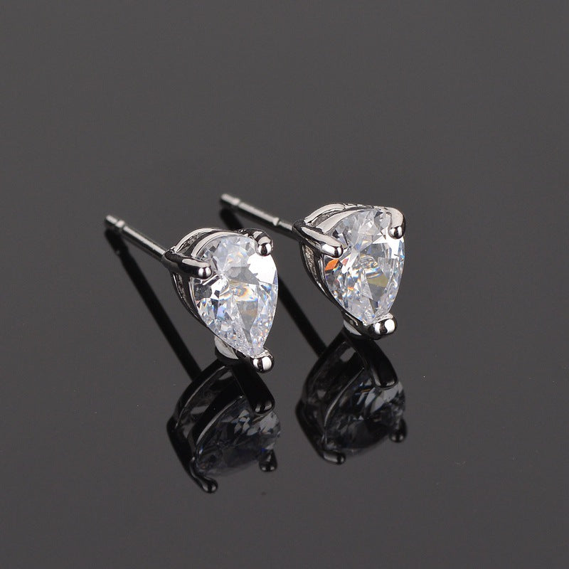 Week Simple Unisex Round Square Heart Triangle Five-star Rectangular Water Stud Earrings