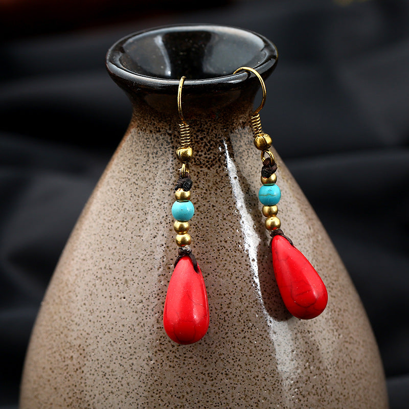 Knot Simple Eardrops Vintage Stone Water Earrings