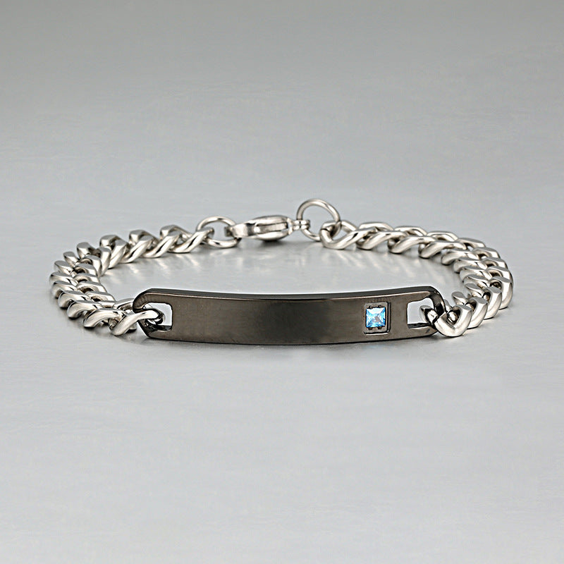Creative Style Titanium Steel Curved Zircon Bracelet