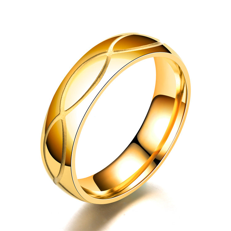 Korean Style Simple Cross Plaid Titanium Rings