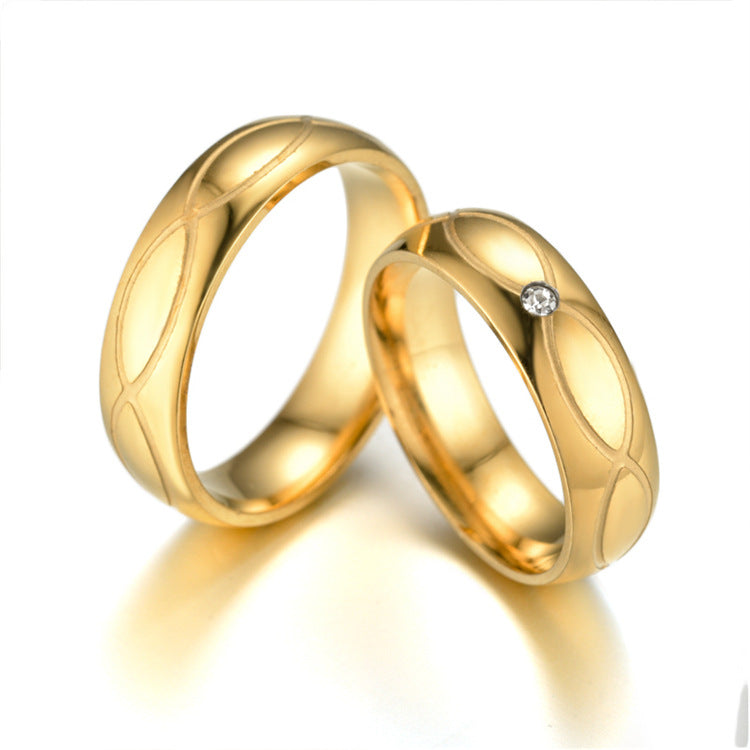 Korean Style Simple Cross Plaid Titanium Rings
