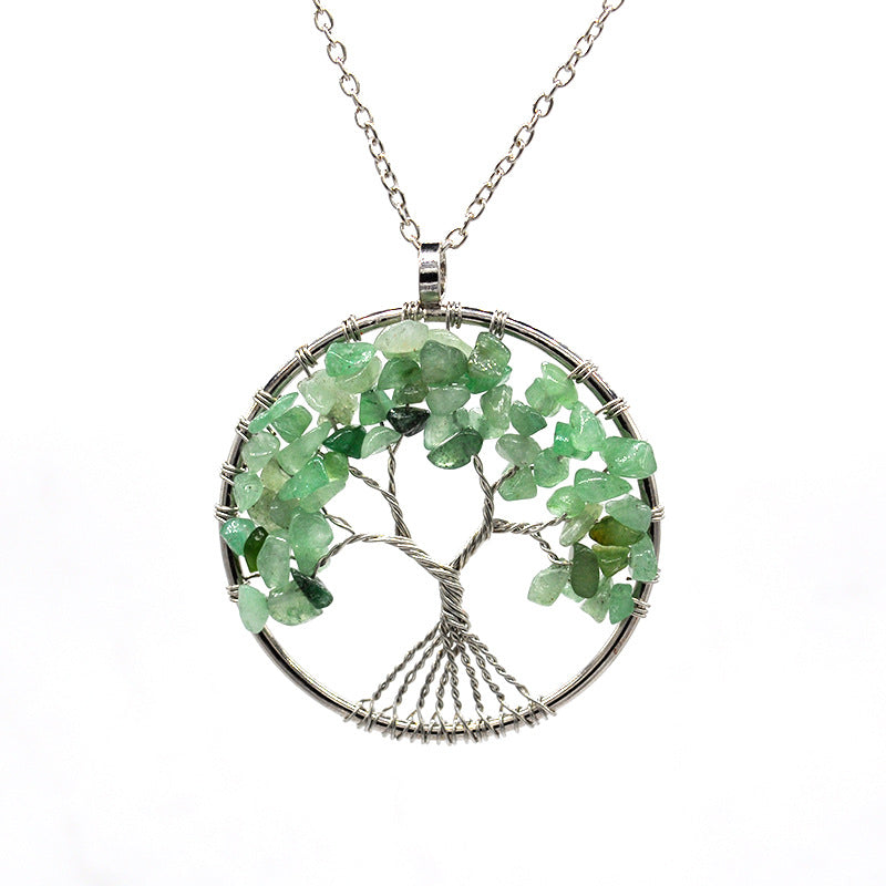 Natural Gravel Crystal Lucky Tree Colorful Necklaces