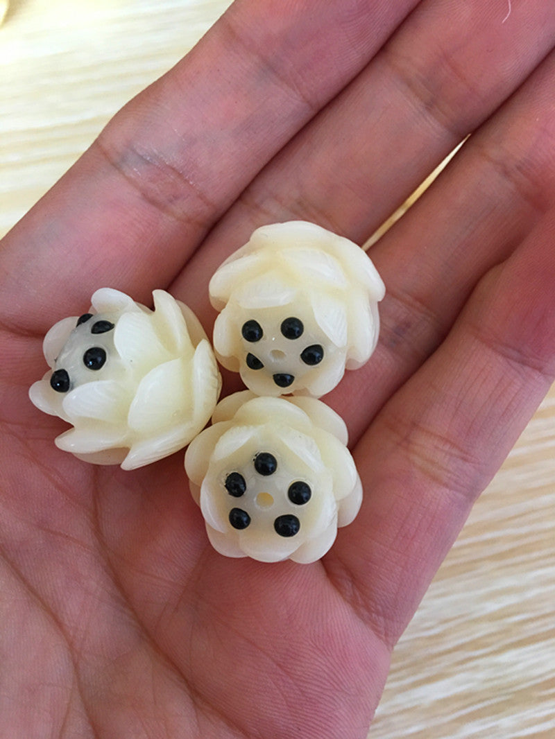 Hand Carved White Jade Five Seeds Bodhi Root Lotus Bracelet