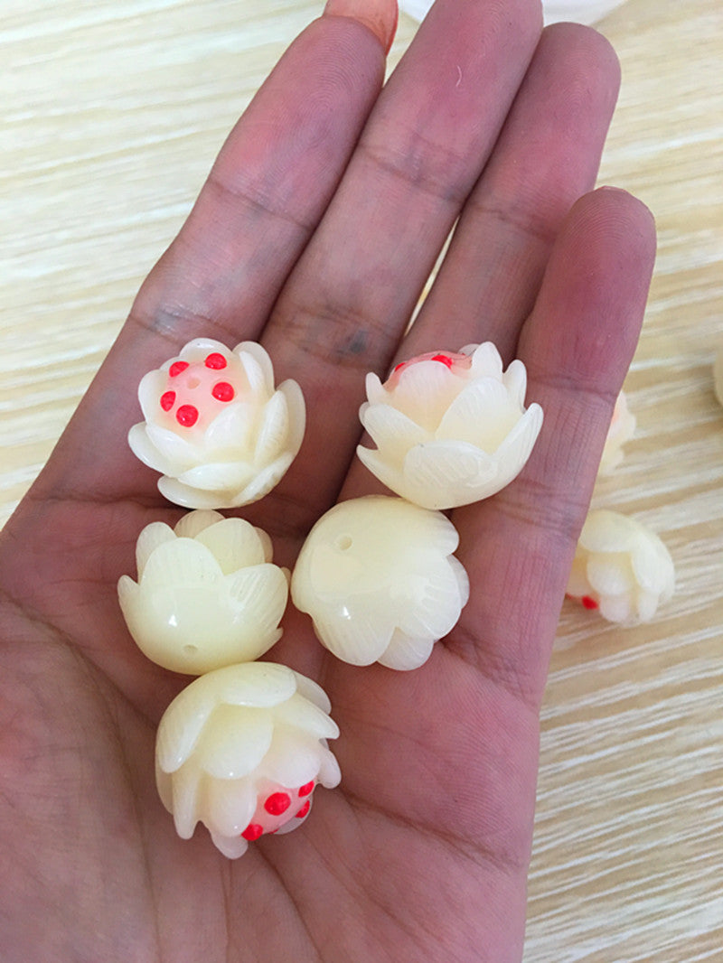 Hand Carved White Jade Five Seeds Bodhi Root Lotus Bracelet