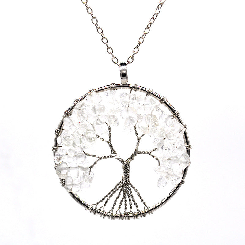 Natural Gravel Crystal Lucky Tree Colorful Necklaces