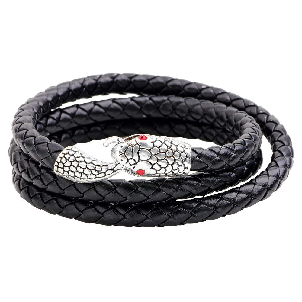 Men's Fashion Personalized Leather Trendy Snake Head Bracelet