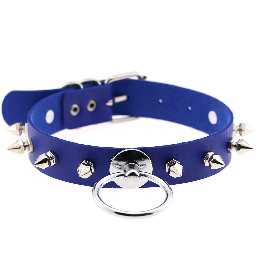 Round Leather Neckband Street Shooting Nightclub Rivet Pointed Nail Neck Collar